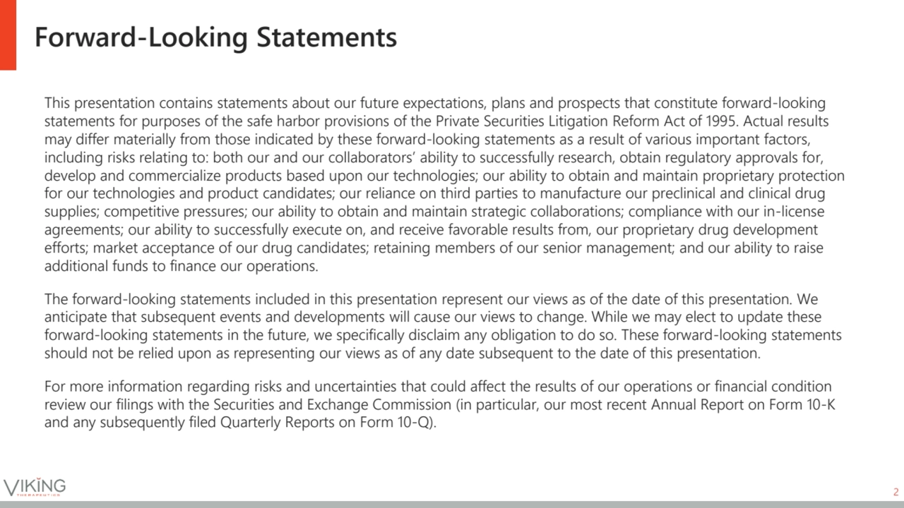 Forward-Looking Statements
This presentation contains statements about our future expectations, pl…