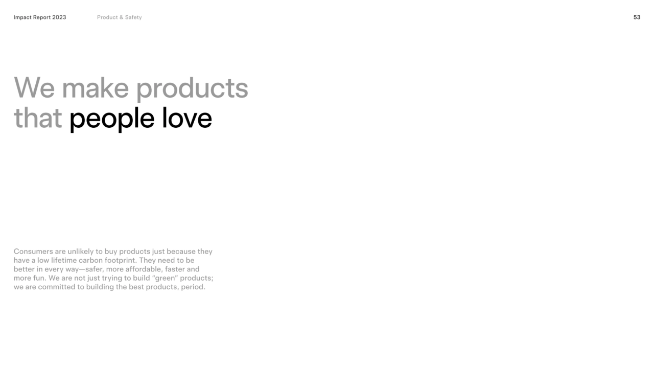 53
We make products 
that people love
Impact Report 2023 Impact Report 2023 Product & Safety 
e…