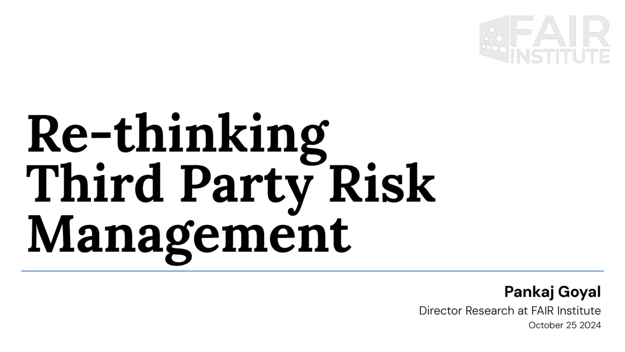 Re-thinking Third Party Risk Management