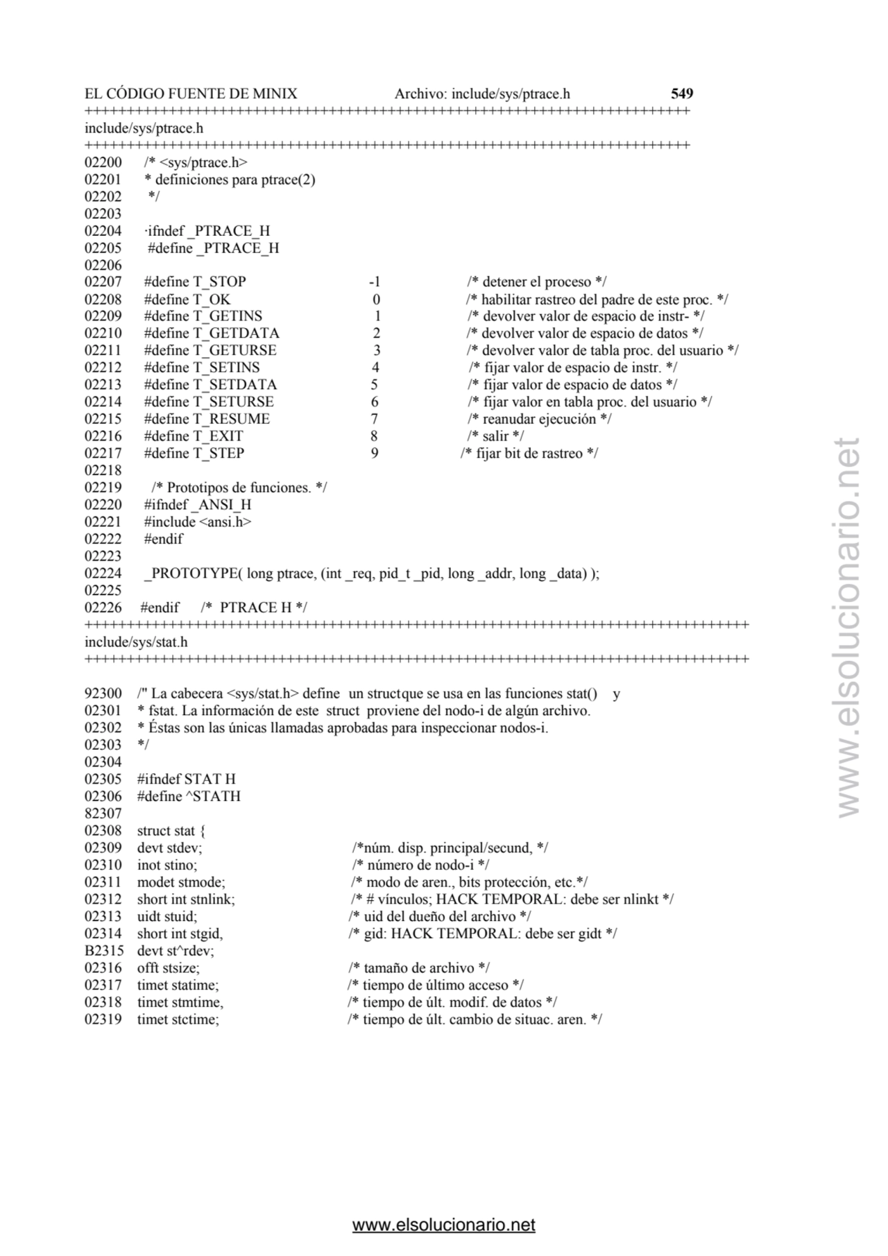 EL CÓDIGO FUENTE DE MINIX Archivo: include/sys/ptrace.h 549 
+++++++++++++++++++++++++++++++++++++…