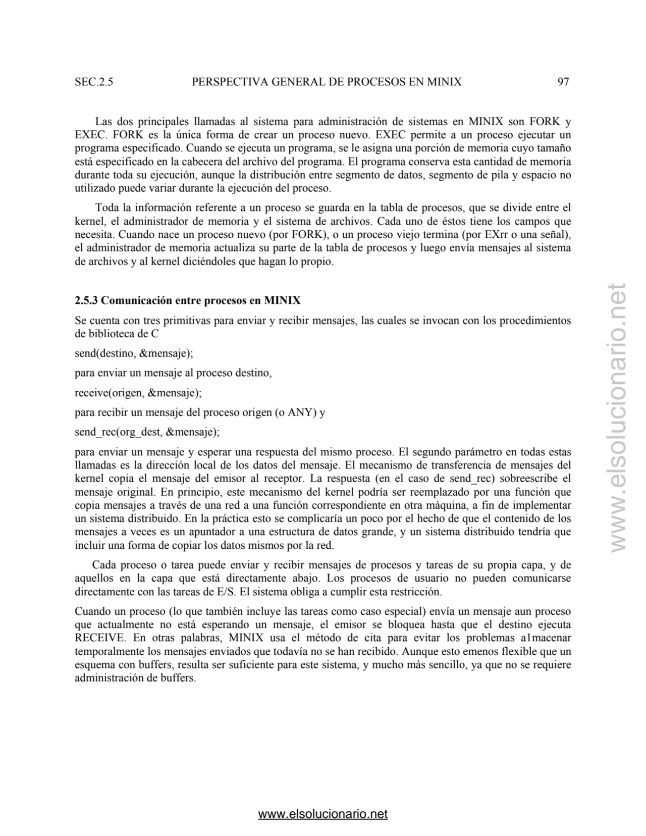 SEC.2.5 PERSPECTIVA GENERAL DE PROCESOS EN MINIX 97 
 Las dos principales llamadas al sistema para…