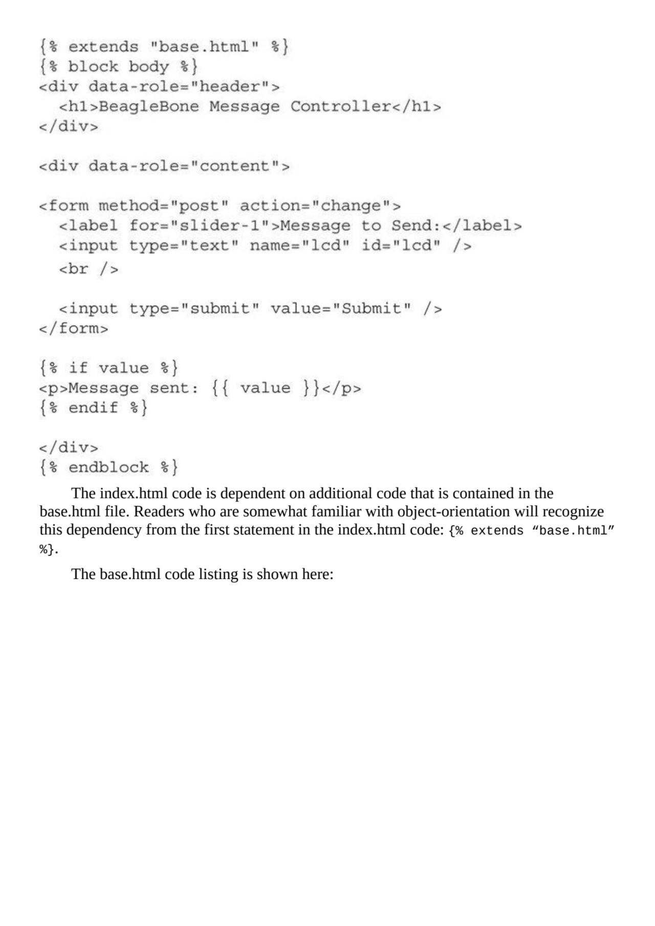 The index.html code is dependent on additional code that is contained in the
base.html file. Reade…