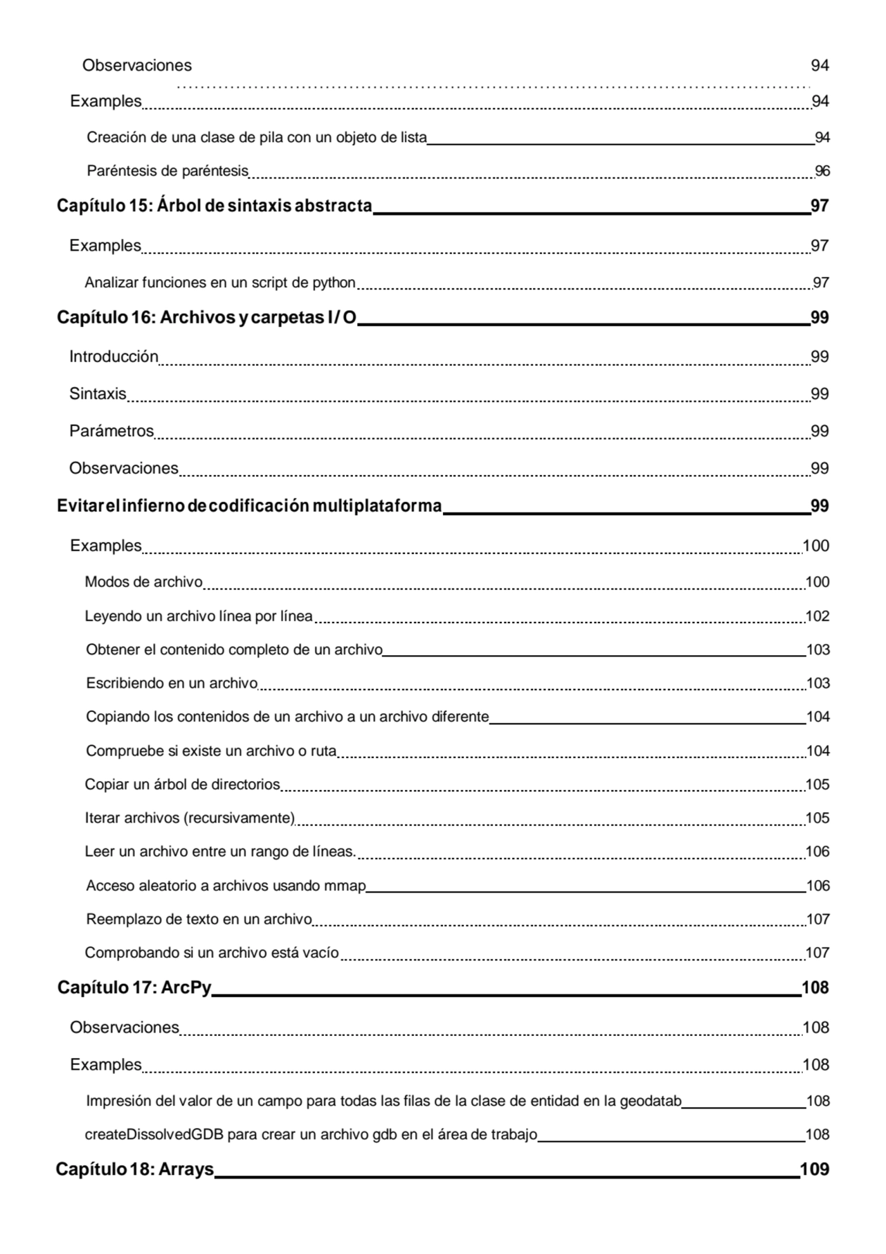 Observaciones 94
Examples 94
Creación de una clase de pila con un objeto de lista 94 
Paréntesis…