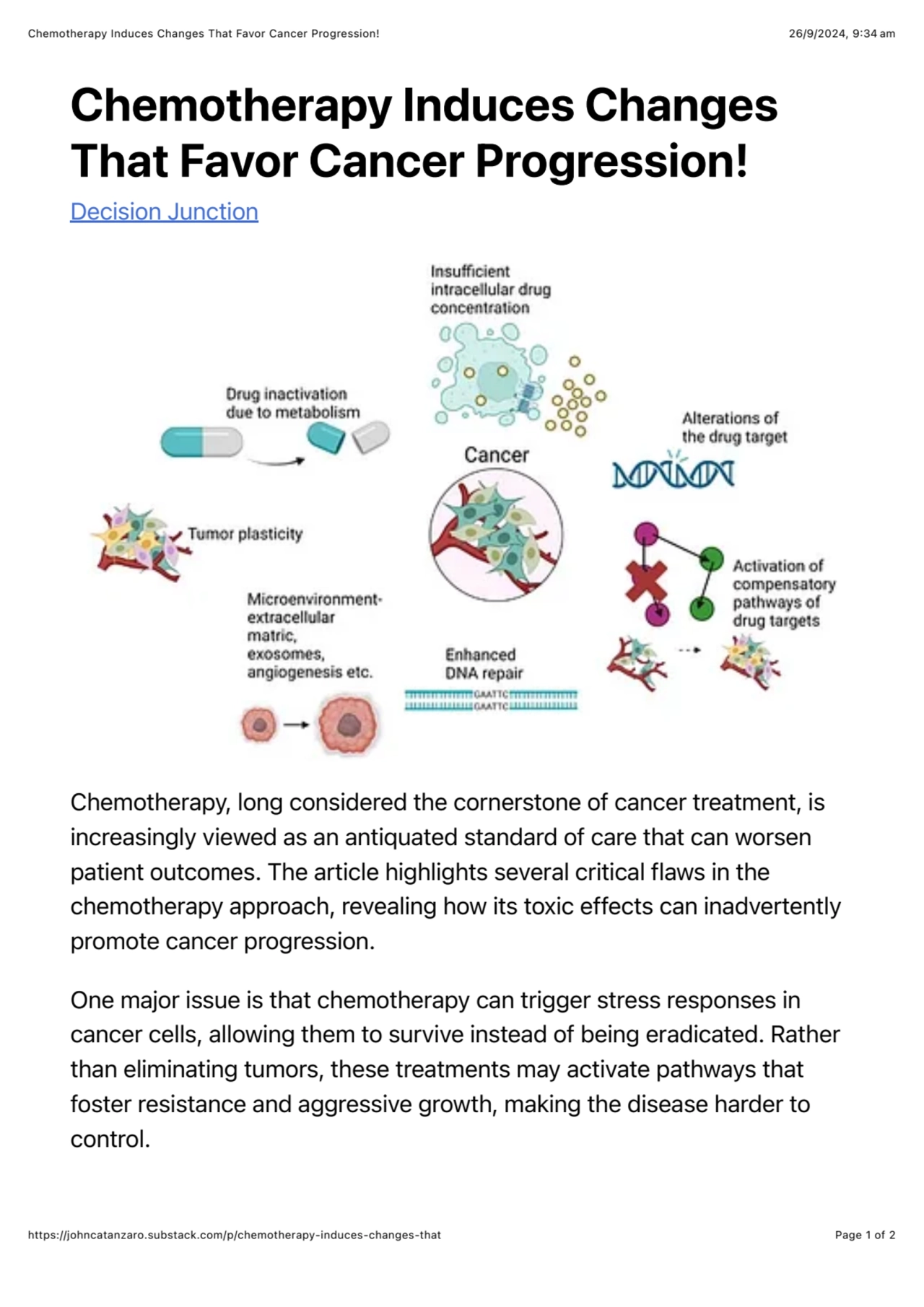 Chemotherapy Induces Changes That Favor Cancer Progression!