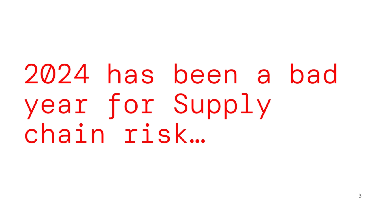 2024 has been a bad 
year for Supply 
chain risk…
3