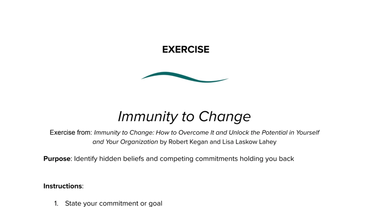 Exercise: Immunity to Change Worksheet