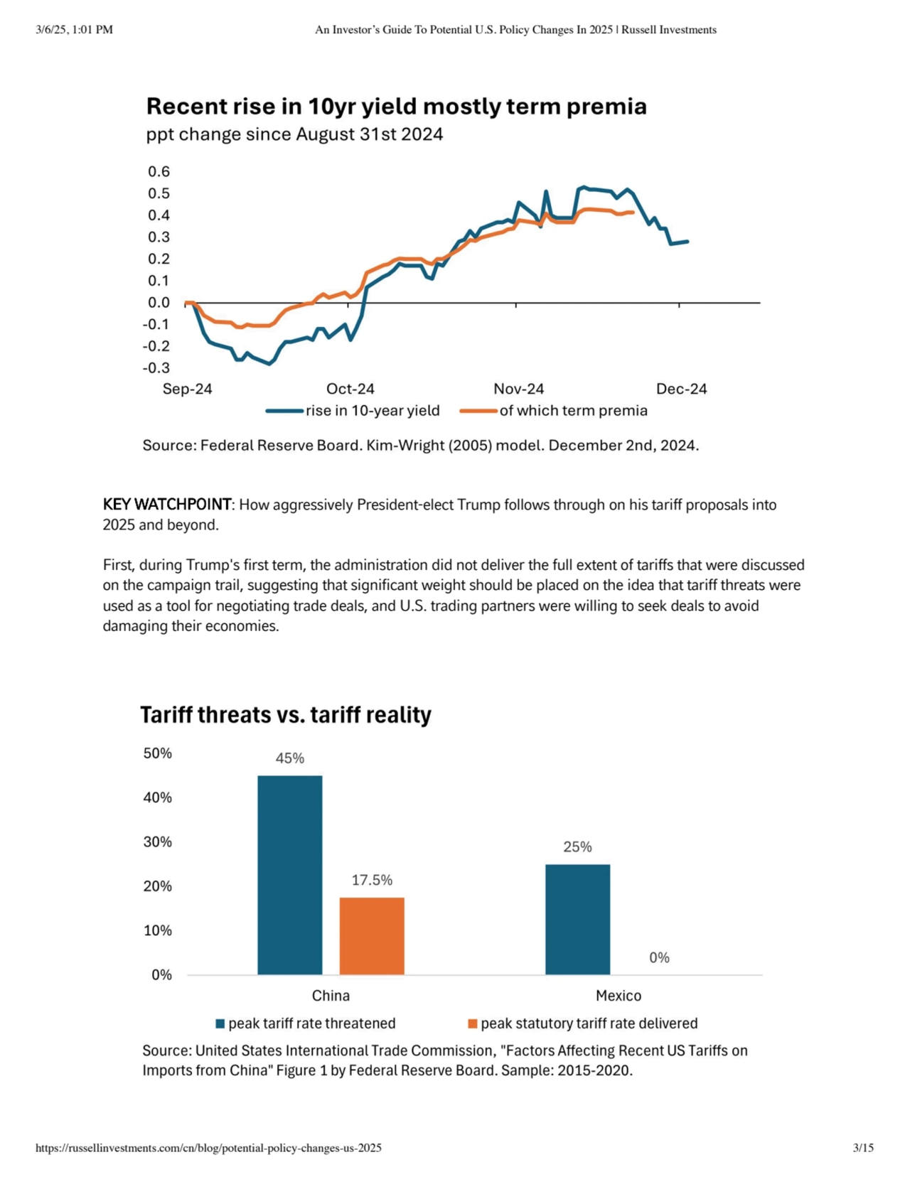 KEY WATCHPOINT: How aggressively President-elect Trump follows through on his tariff proposals into…