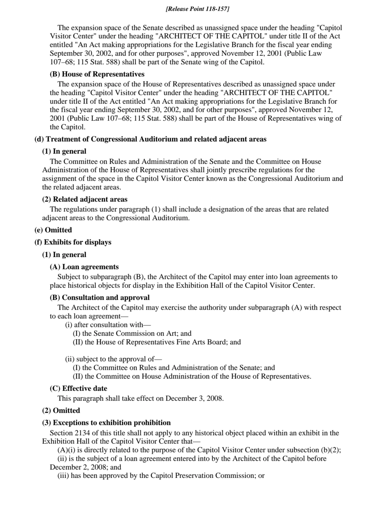 The expansion space of the Senate described as unassigned space under the heading "Capitol
Visitor…