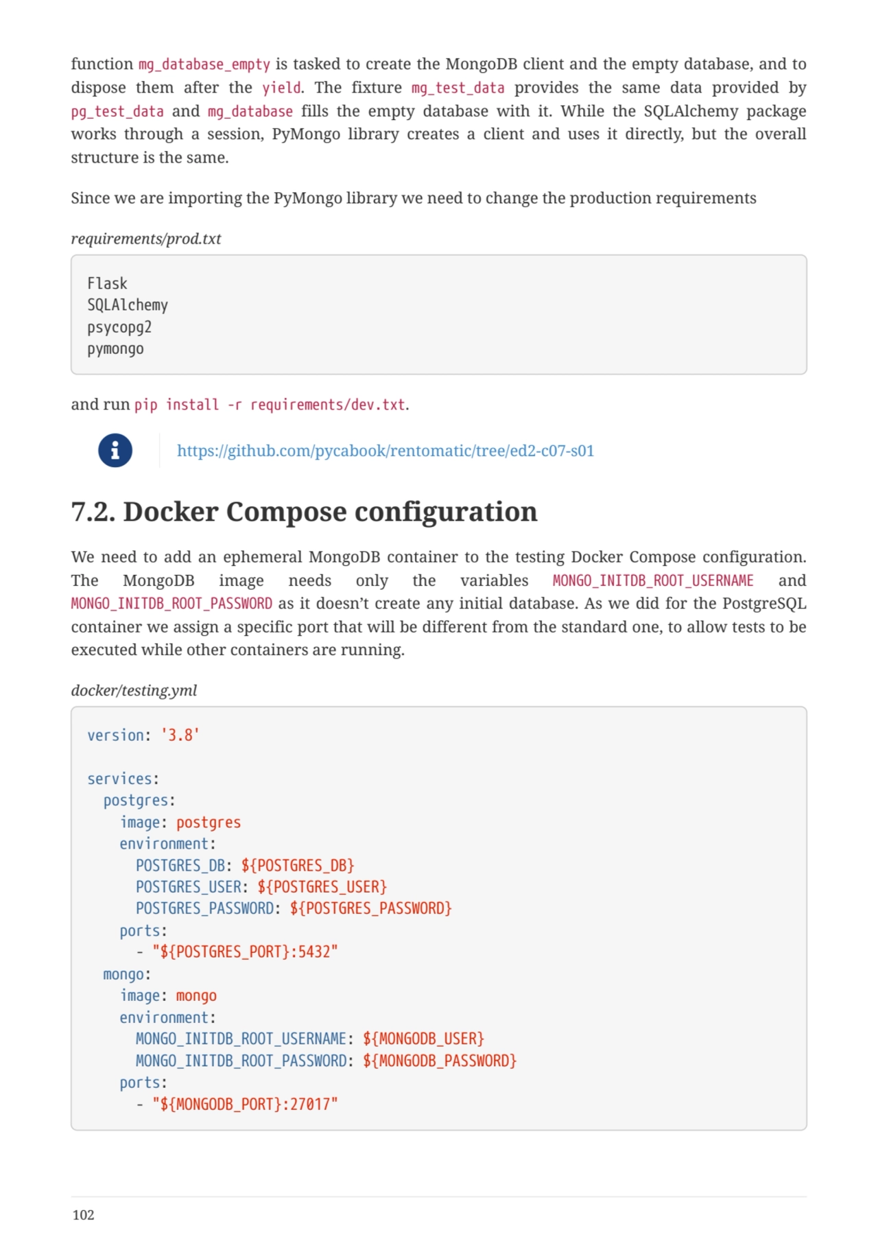 function mg_database_empty is tasked to create the MongoDB client and the empty database, and to
d…