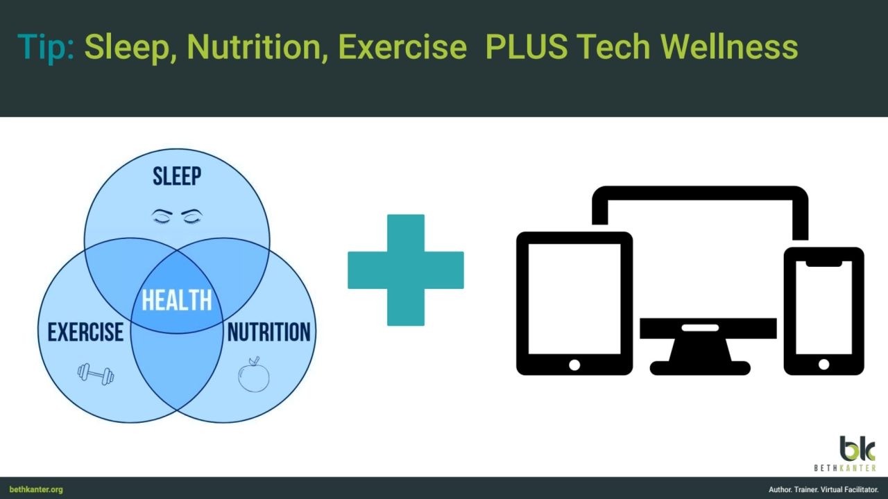 Tip: Sleep, Nutrition, Exercise PLUS Tech Wellness