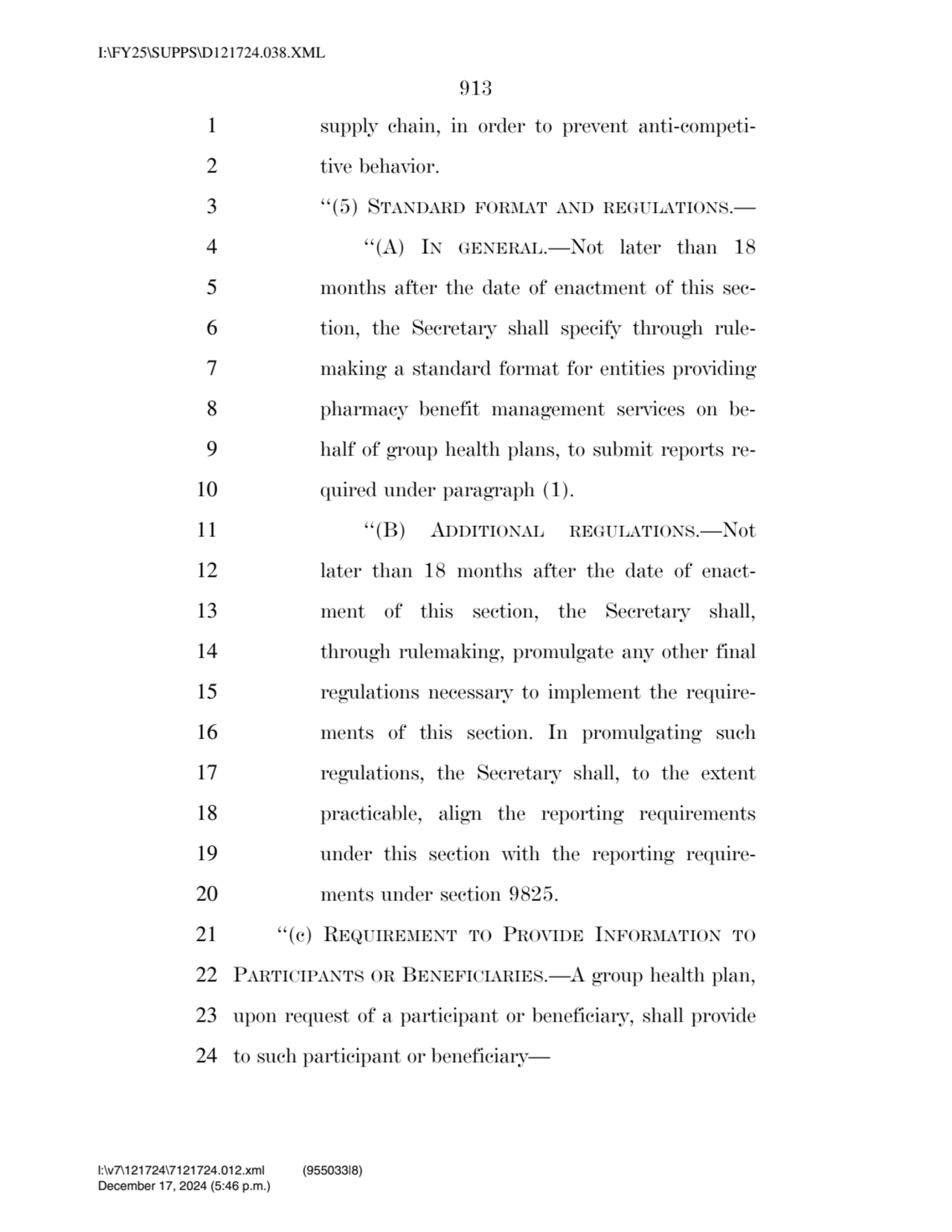 913 
1 supply chain, in order to prevent anti-competi2 tive behavior. 
3 ‘‘(5) STANDARD FORMAT A…