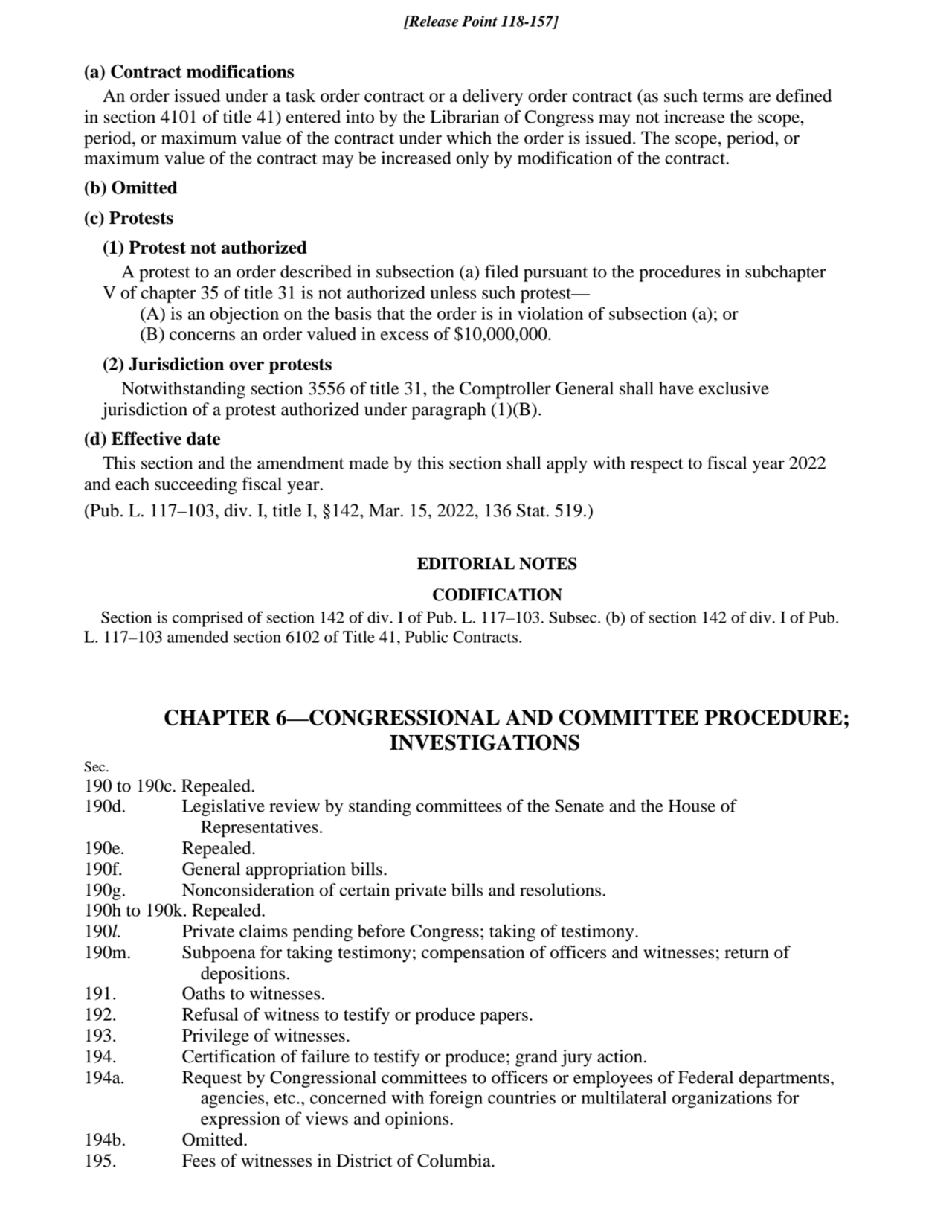 195. Fees of witnesses in District of Columbia.
194b. Omitted.
Request by Congressional committee…