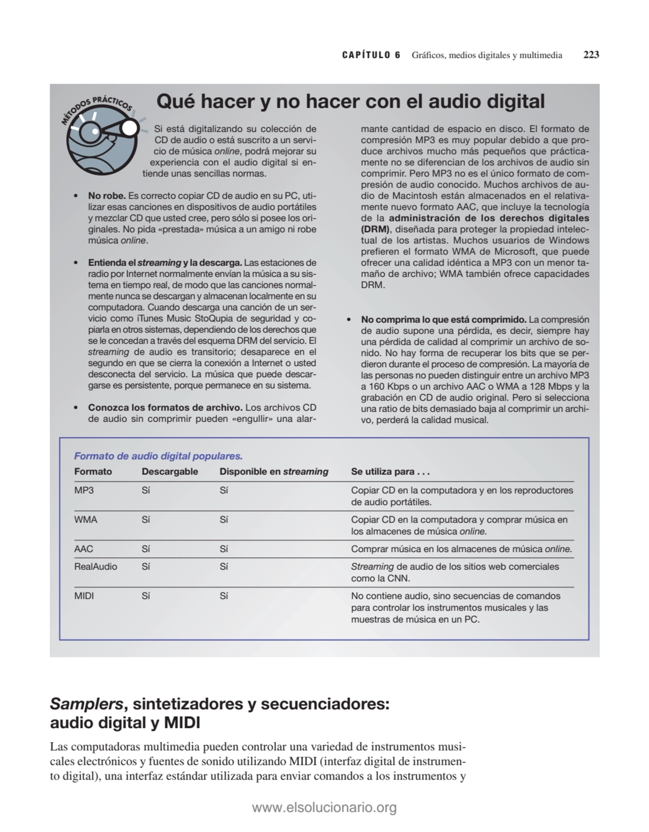 Samplers, sintetizadores y secuenciadores: 
audio digital y MIDI
Las computadoras multimedia pued…