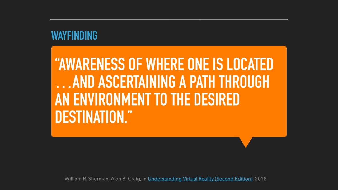 “AWARENESS OF WHERE ONE IS LOCATED
…AND ASCERTAINING A PATH THROUGH 
AN ENVIRONMENT TO THE DESIRE…