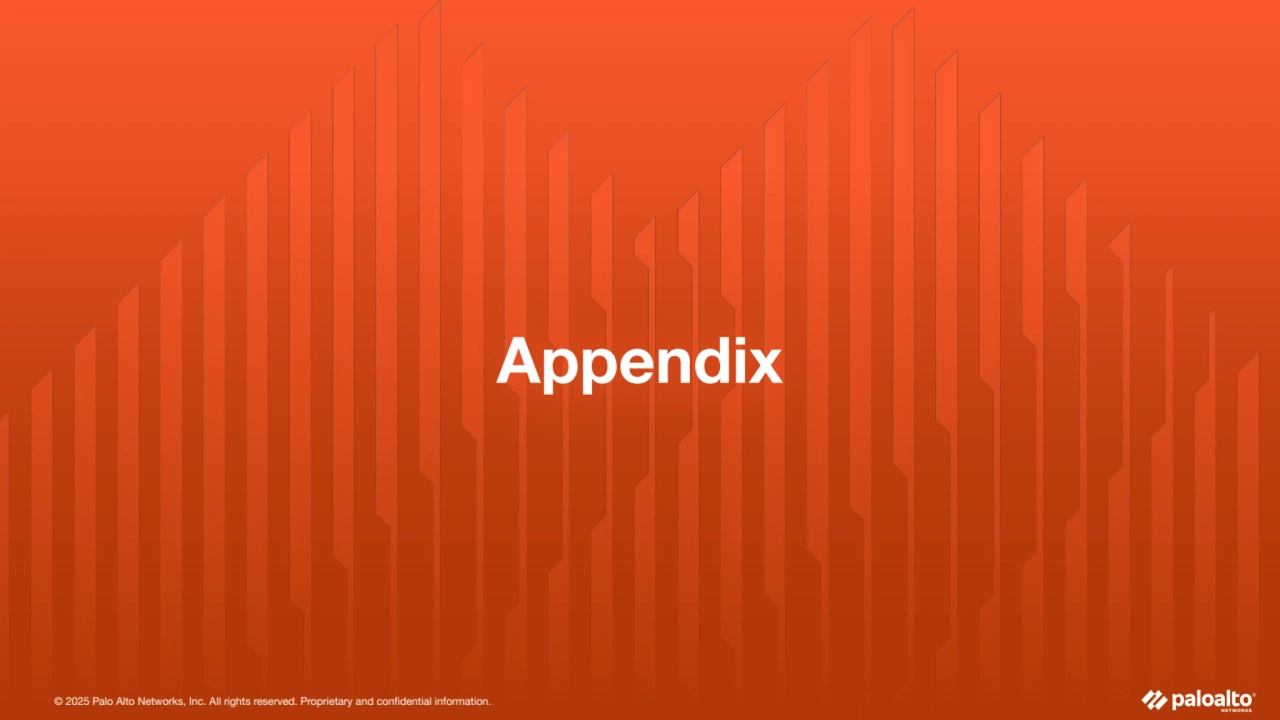 © 2025 Palo Alto Networks, Inc. All rights reserved. Proprietary and confidential information.
Appendix