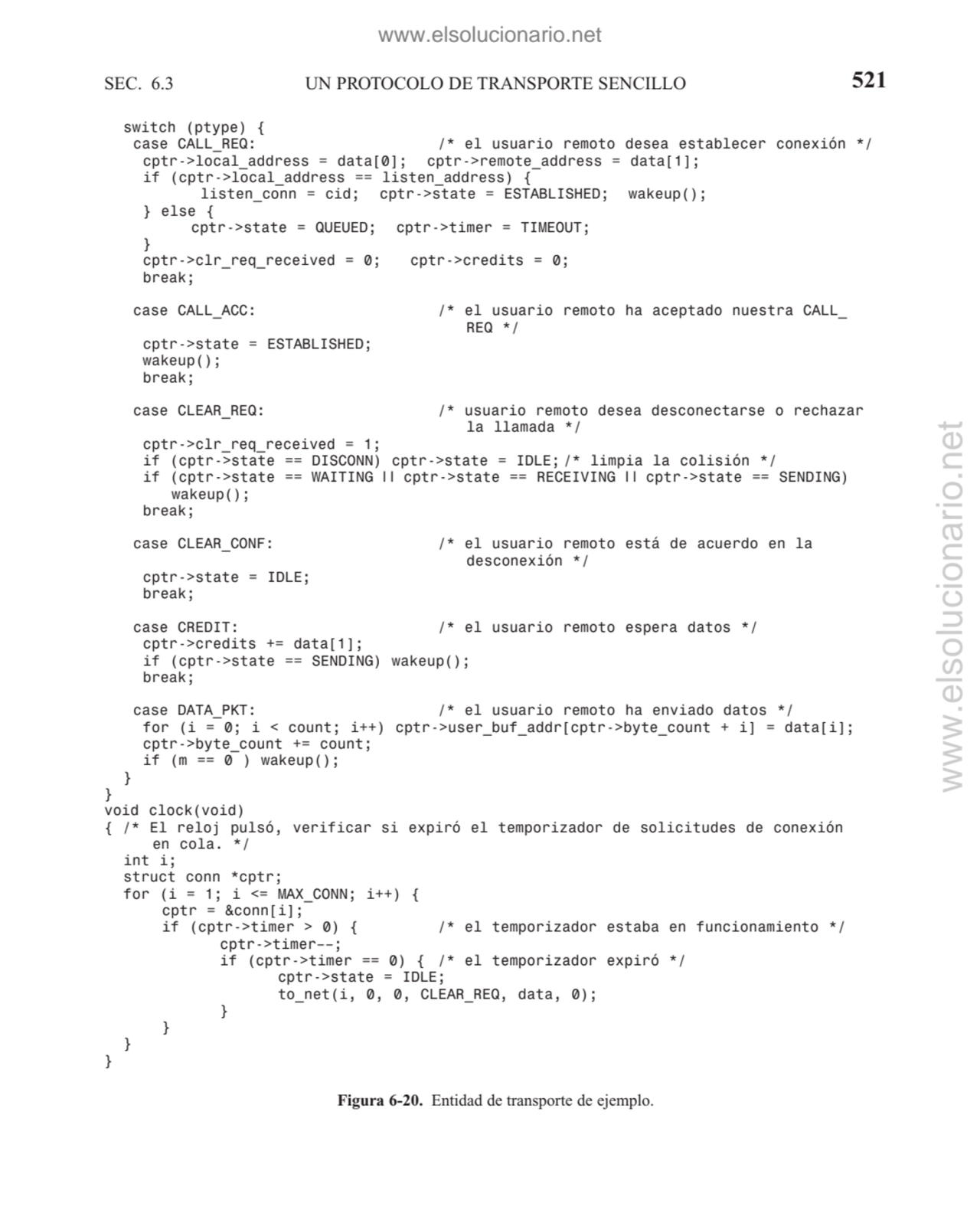 SEC. 6.3 UN PROTOCOLO DE TRANSPORTE SENCILLO 521
switch (ptype) {
case CALL_REQ: /* el usuario re…