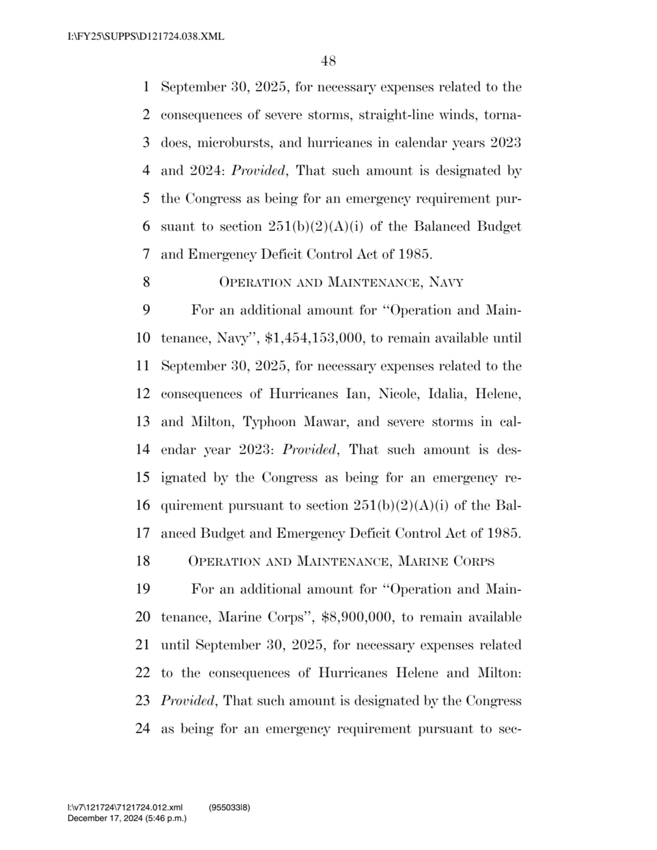 48 
1 September 30, 2025, for necessary expenses related to the 
2 consequences of severe storms,…