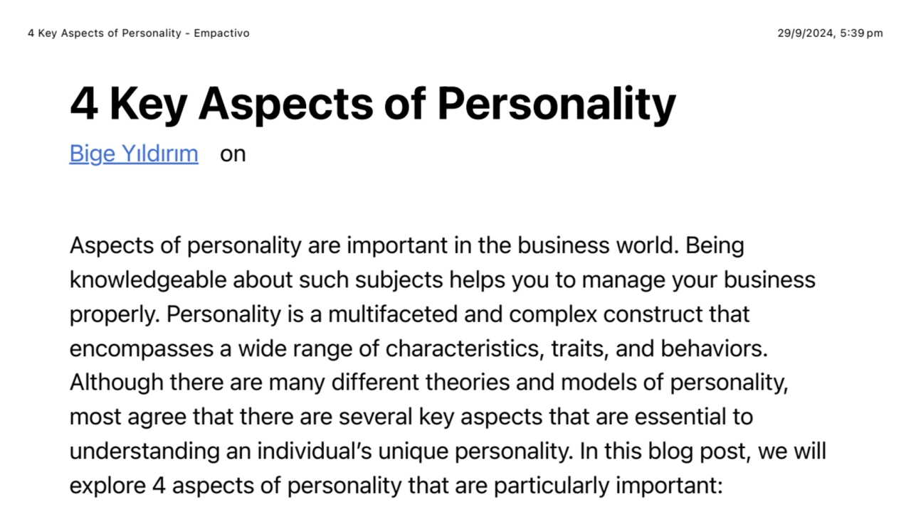 4 Key Aspects of Personality - Empactivo