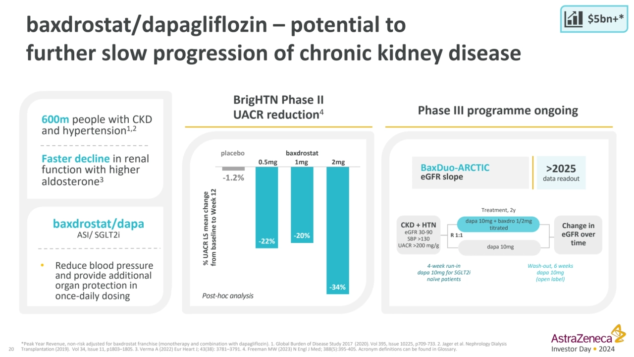 Investor Day • 2024
baxdrostat/dapagliflozin – potential to 
further slow progression of chronic …