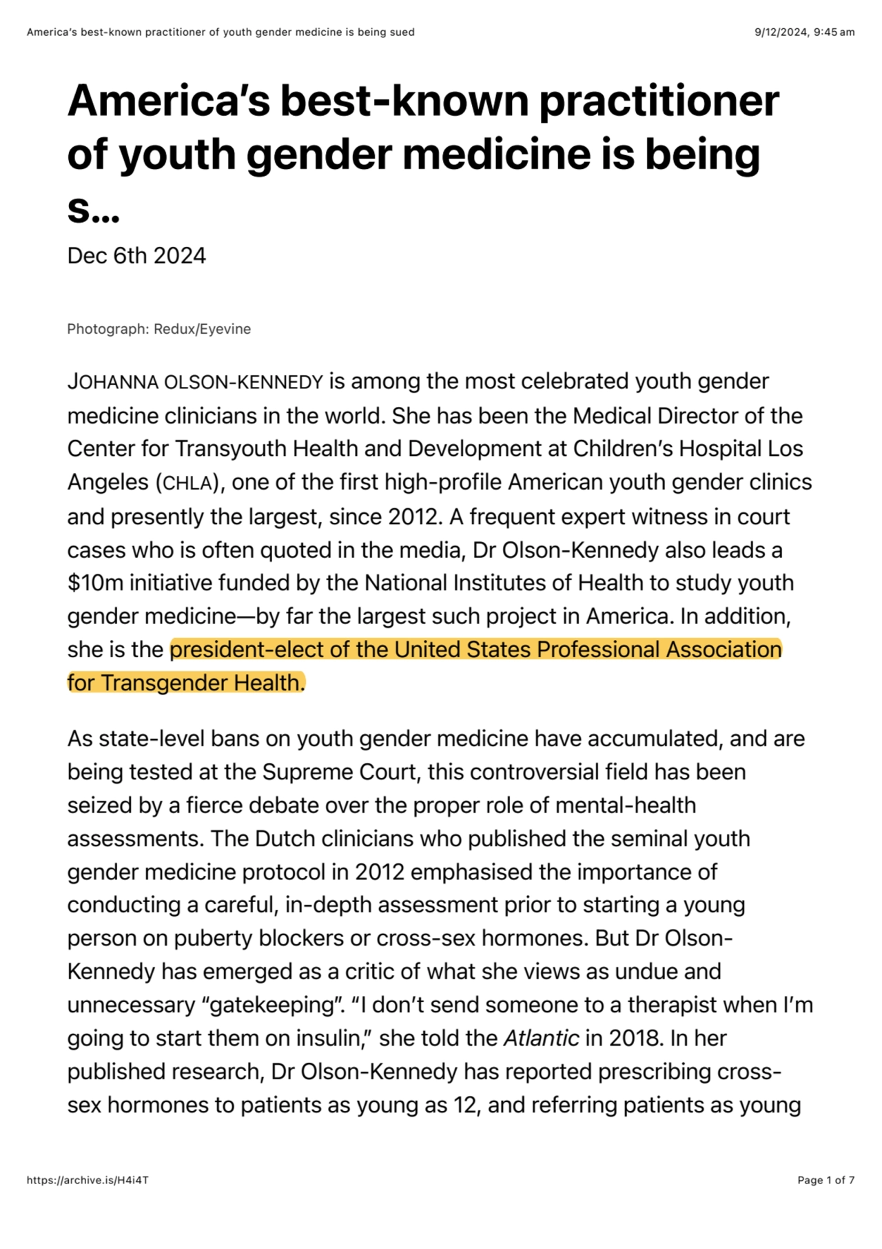 America’s best-known practitioner of youth gender medicine is being sued