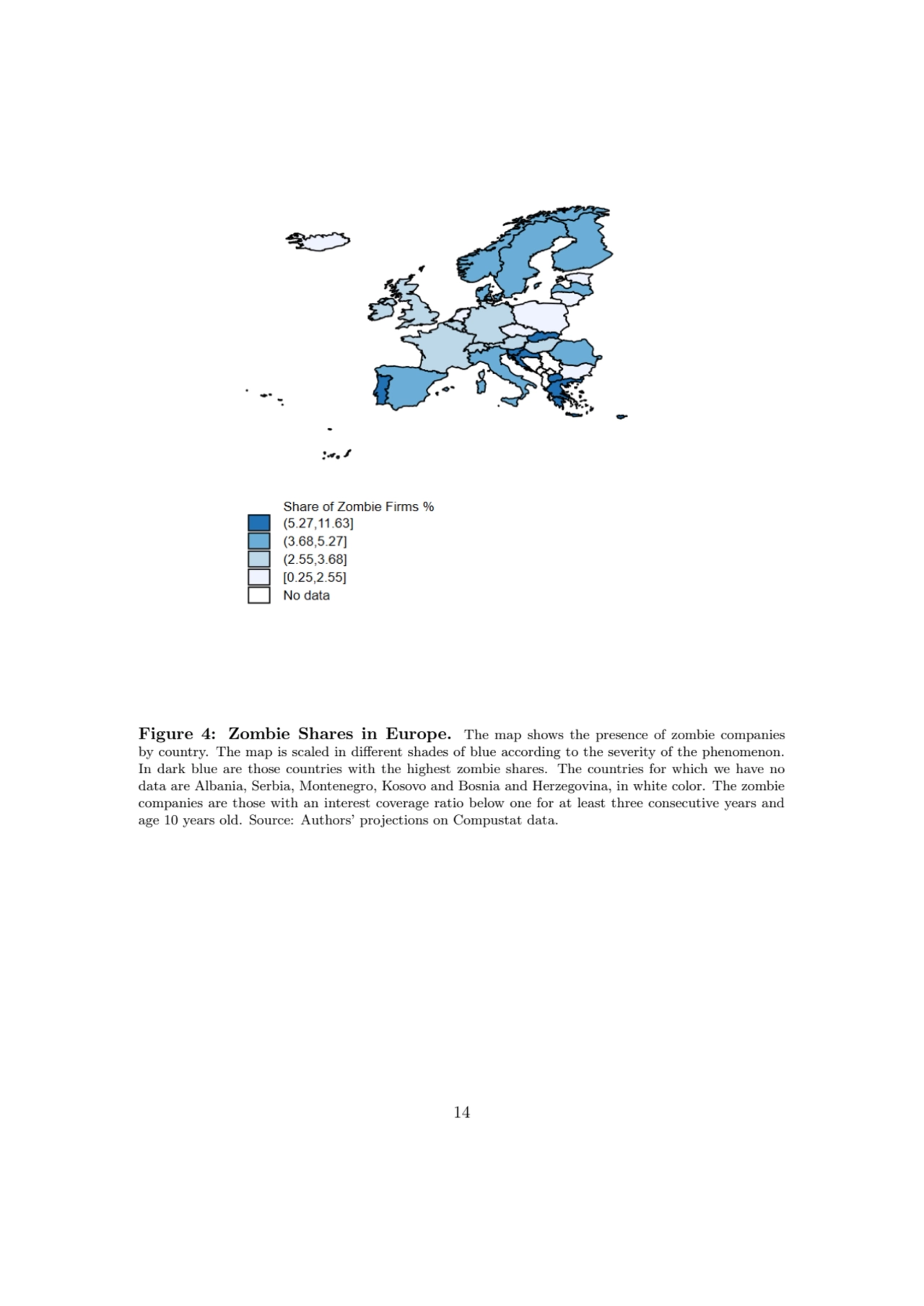 Figure 4: Zombie Shares in Europe. The map shows the presence of zombie companies
by country. The …