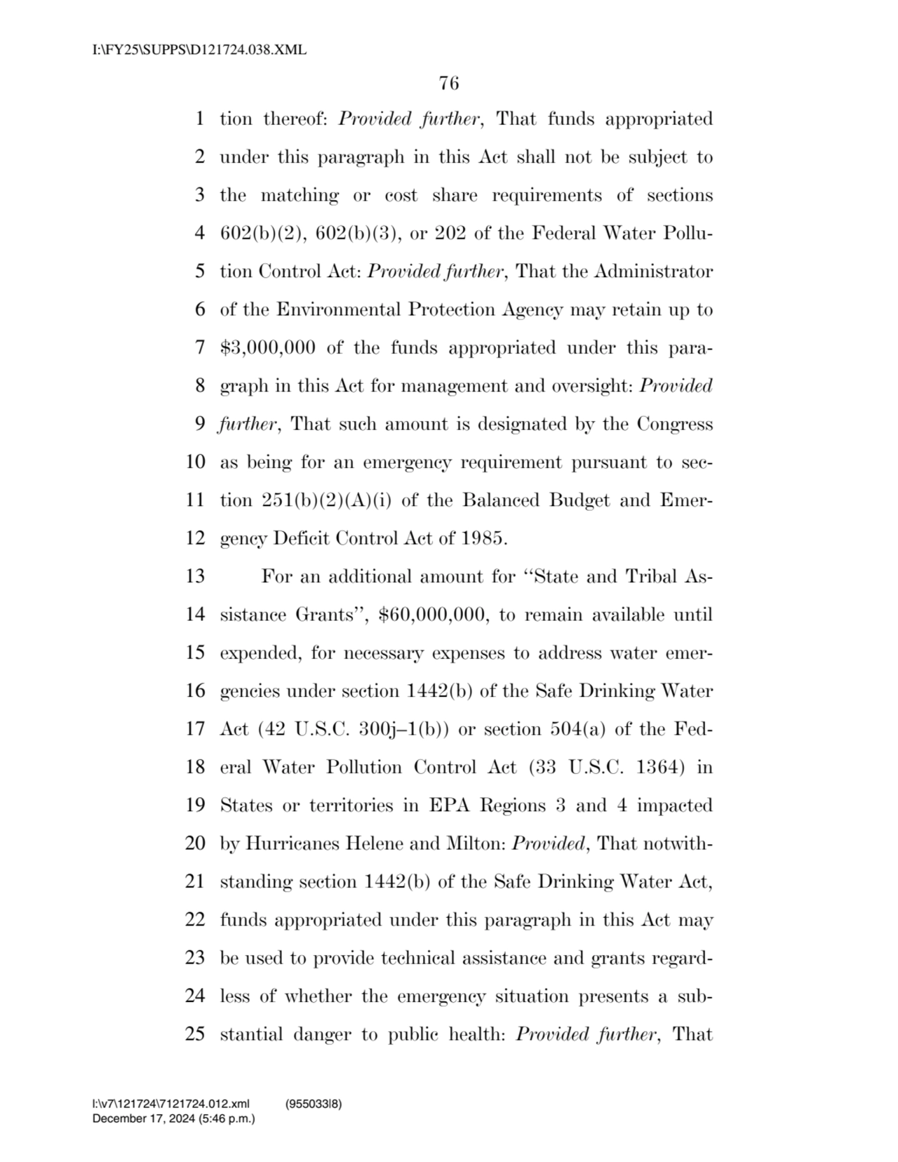 76 
1 tion thereof: Provided further, That funds appropriated 
2 under this paragraph in this Act…