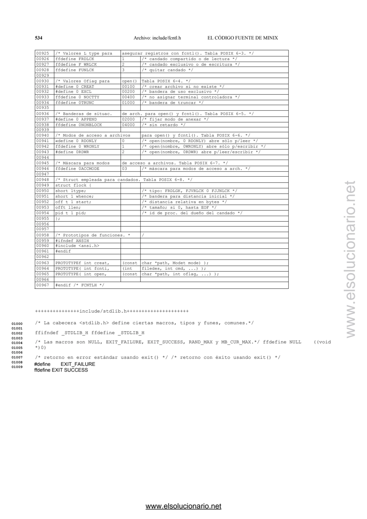 534 Archivo: include/fcntl.h EL CÓDIGO FUENTE DE MINIX
00925 /* Valores L type para asegurar regis…