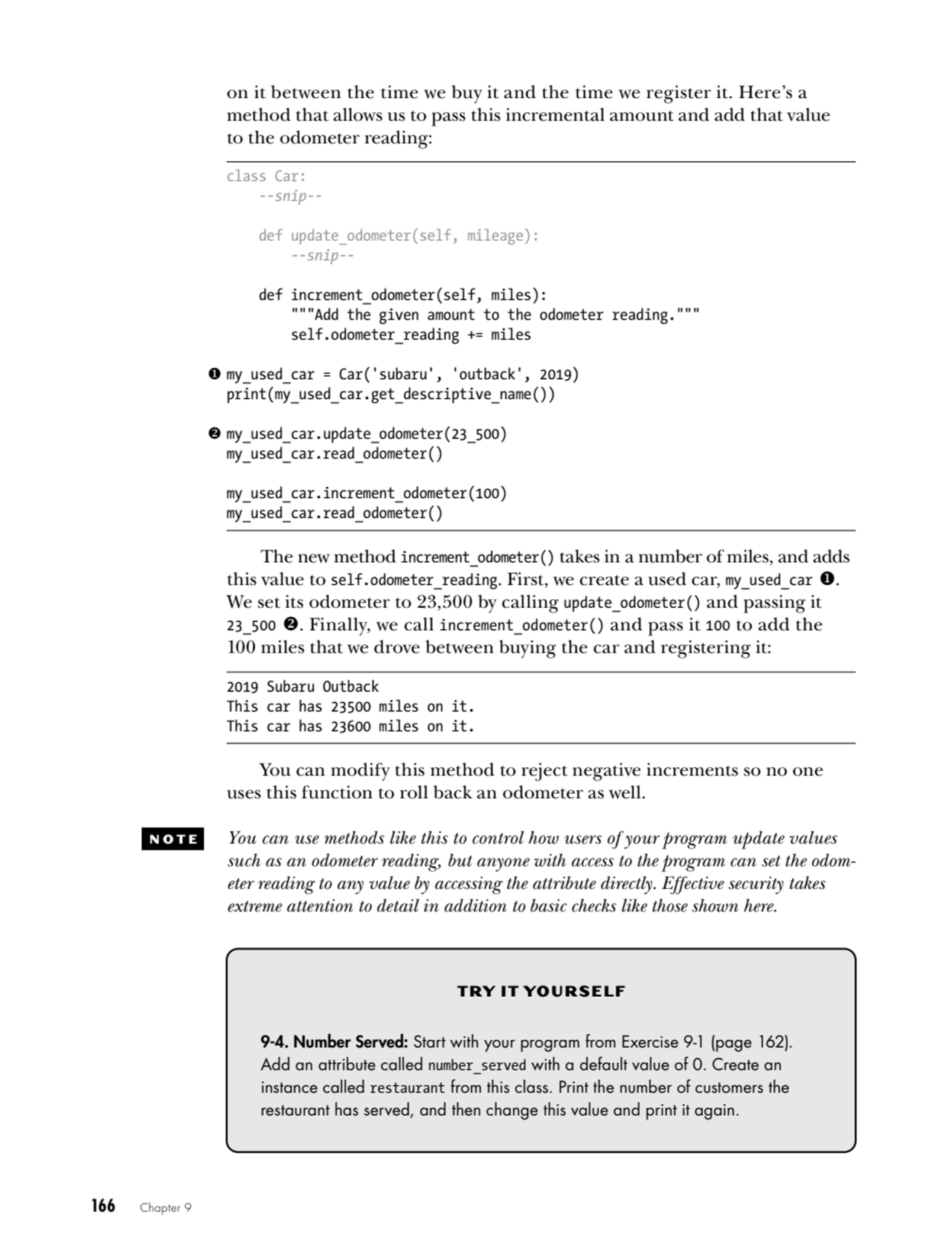 166   Chapter 9
on it between the time we buy it and the time we register it. Here’s a 
method th…