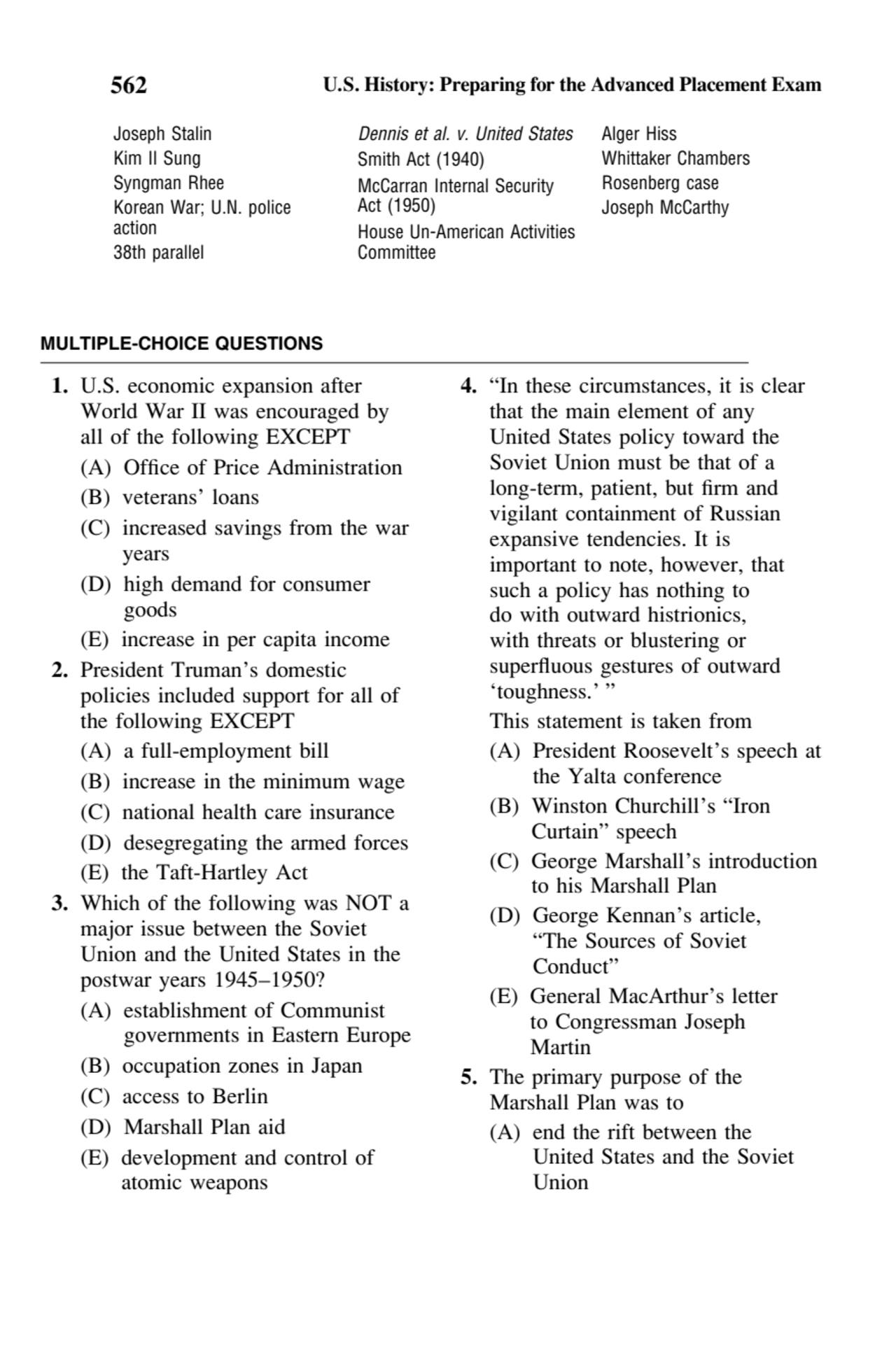 562 U.S. History: Preparing for the Advanced Placement Exam
Joseph Stalin
Kim Il Sung
Syngman Rh…