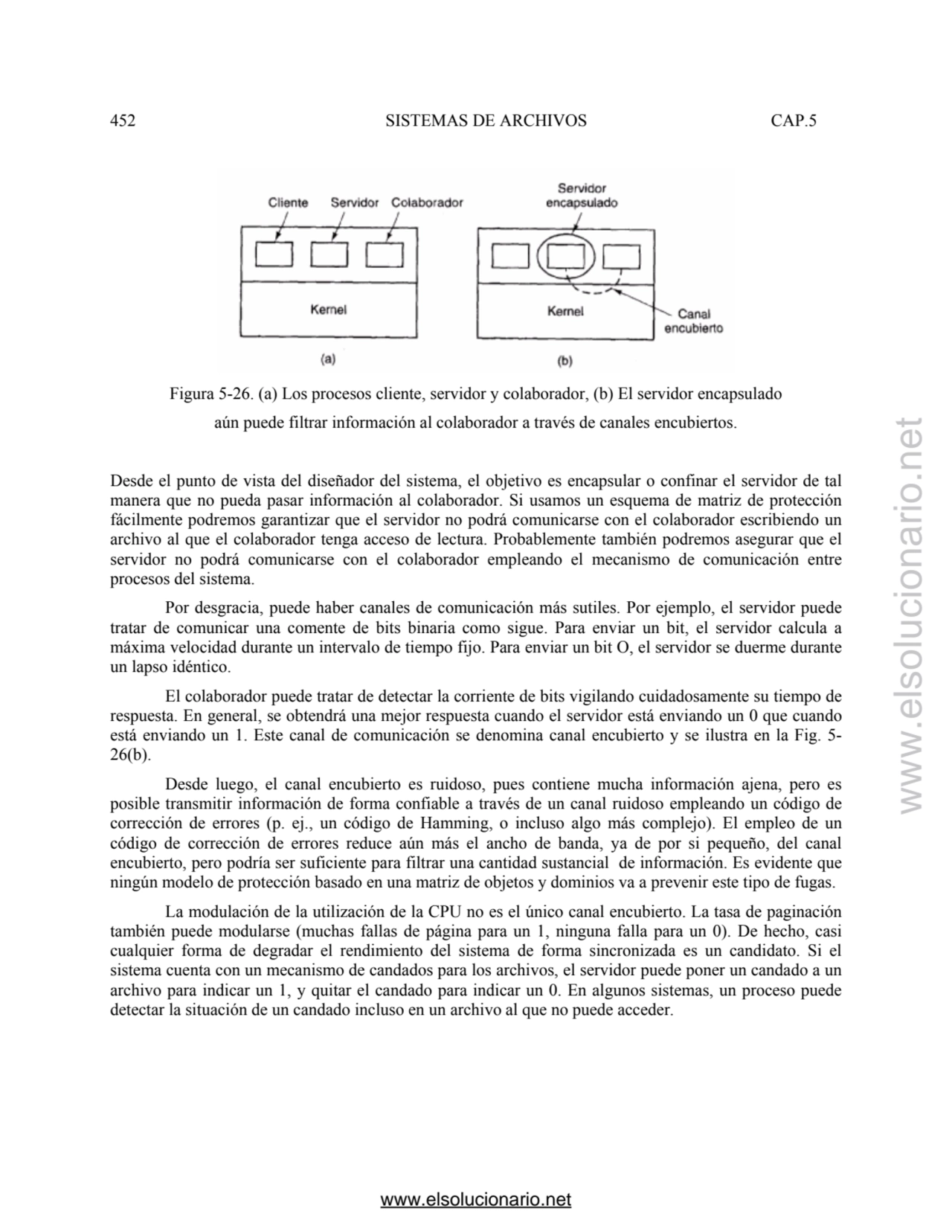 452 SISTEMAS DE ARCHIVOS CAP.5 
Figura 5-26. (a) Los procesos cliente, servidor y colaborador, (b)…