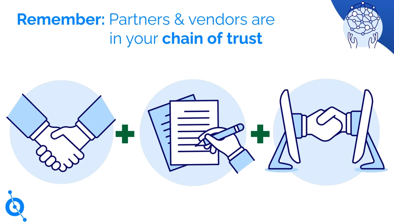 Remember: Partners & vendors are
in your chain of trust