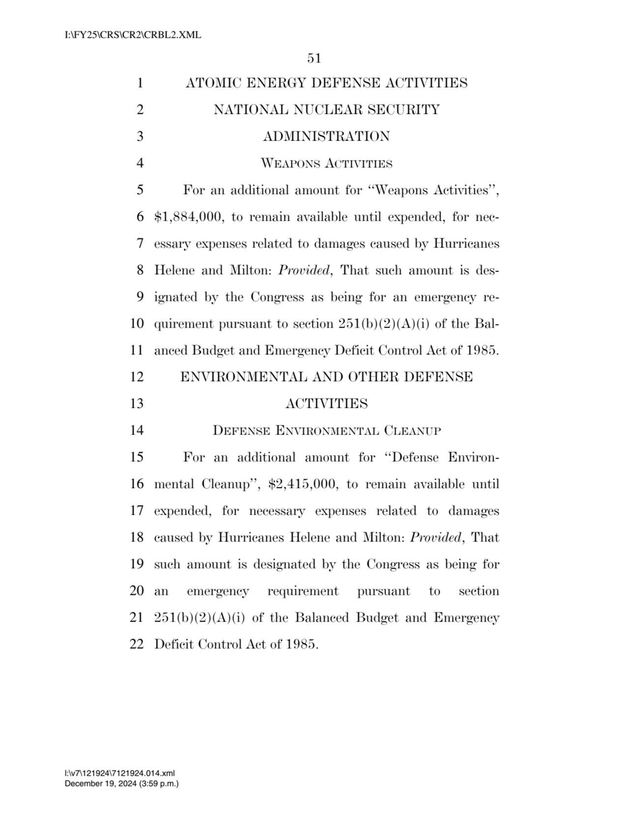 51 
1 ATOMIC ENERGY DEFENSE ACTIVITIES 
2 NATIONAL NUCLEAR SECURITY 
3 ADMINISTRATION 
4 WEAPON…