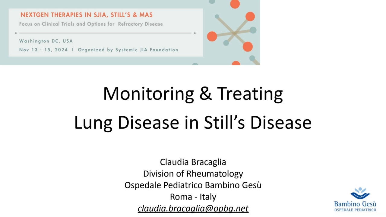 NextGen 2024: Monitoring &Treating Lung Disease in SJIA Session Part 1