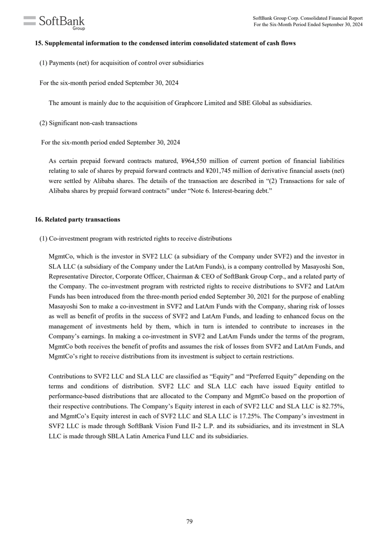 15. Supplemental information to the condensed interim consolidated statement of cash flows
(1) Pay…