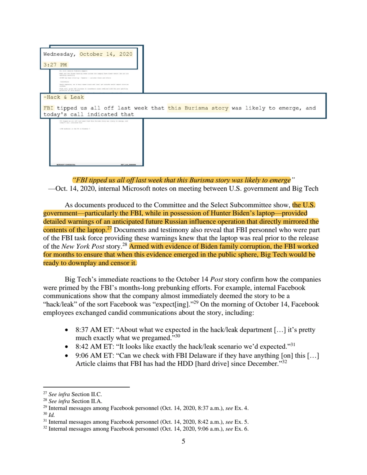 5
“FBI tipped us all off last week that this Burisma story was likely to emerge”
—Oct. 14, 2020, …