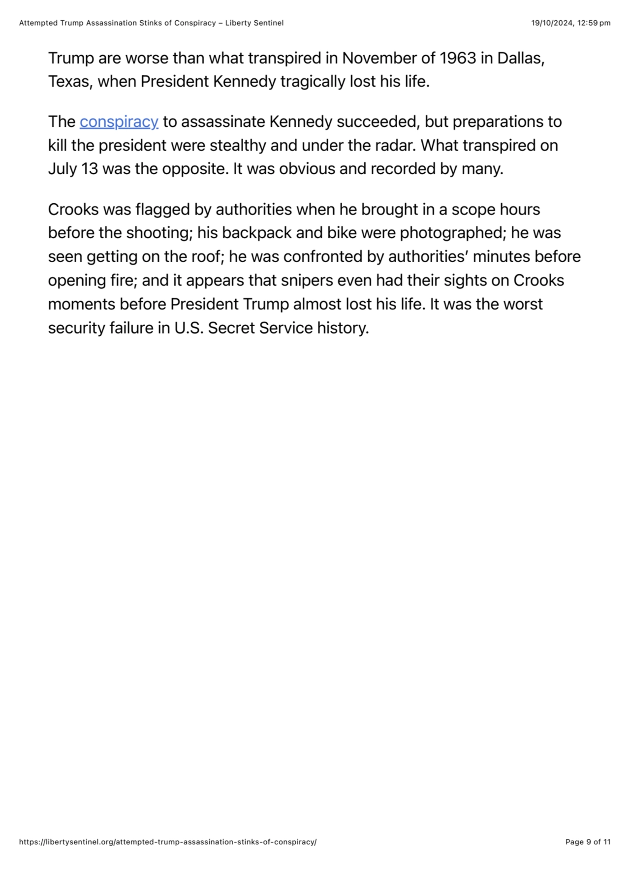 Attempted Trump Assassination Stinks of Conspiracy – Liberty Sentinel 19/10/2024, 12:59 pm
https:/…