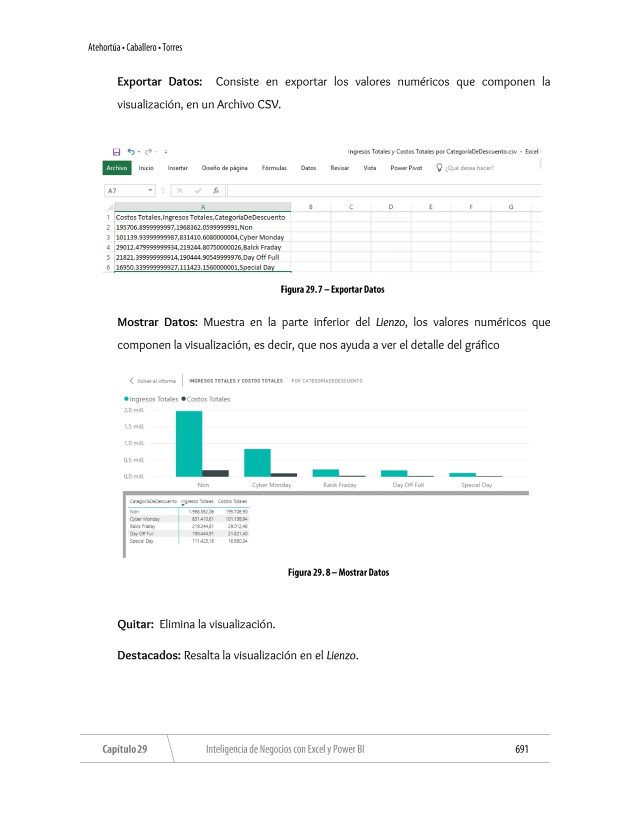 Exportar Datos: Consiste en exportar los valores numéricos que componen la 
visualización, en un A…