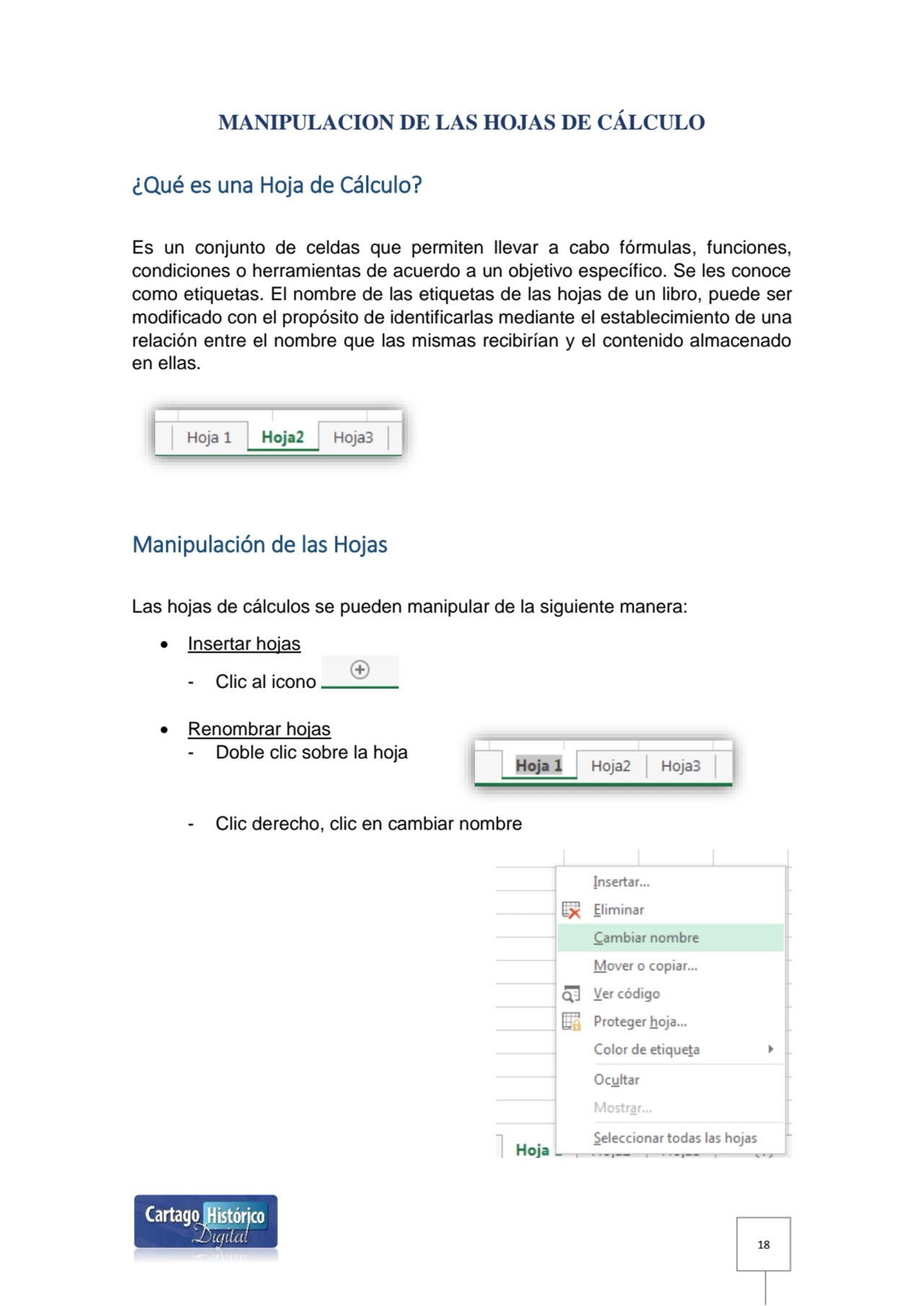 18
MANIPULACION DE LAS HOJAS DE CÁLCULO
¿Qué es una Hoja de Cálculo? 
Es un conjunto de celdas q…