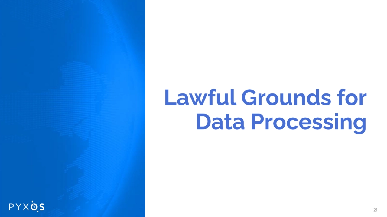 Lawful Grounds for
Data Processing
21