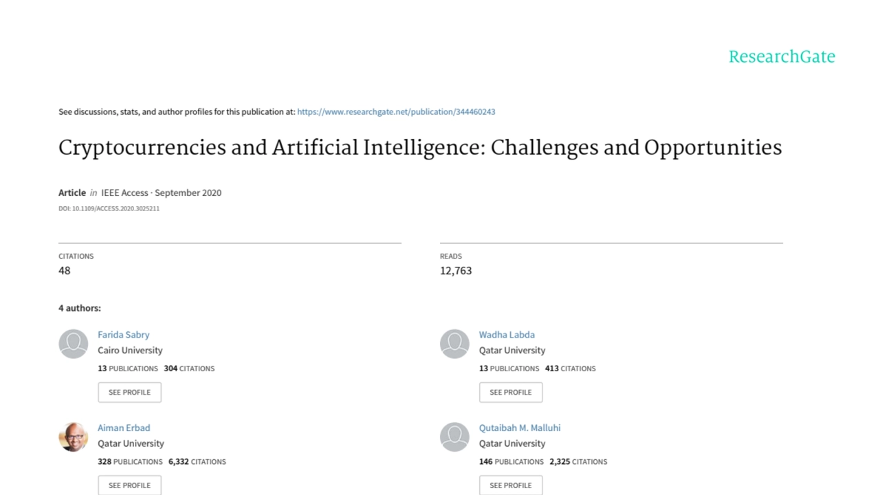 Cryptocurrencies and Artificial Intelligence: Challenges and Opportunities