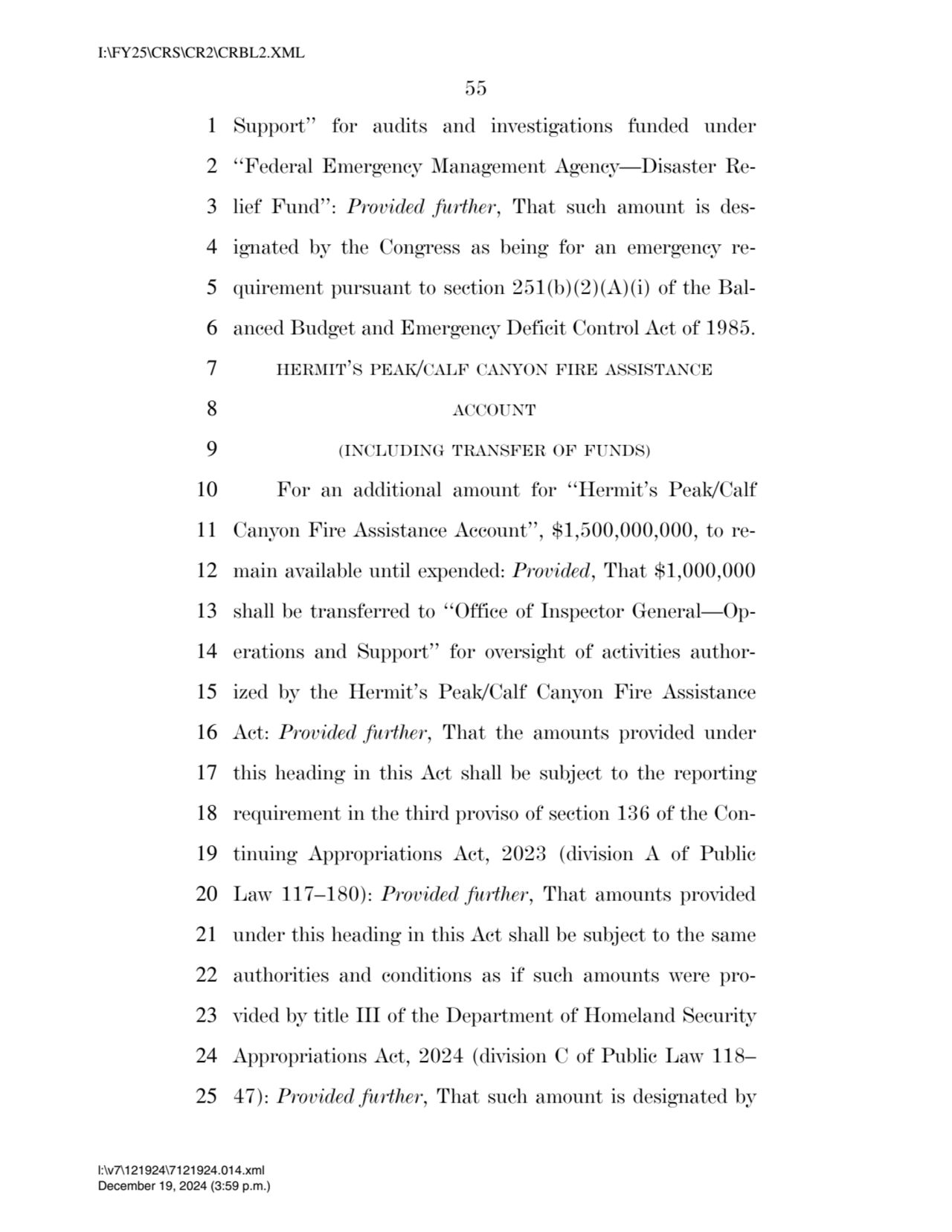 55 
1 Support’’ for audits and investigations funded under 
2 ‘‘Federal Emergency Management Agen…