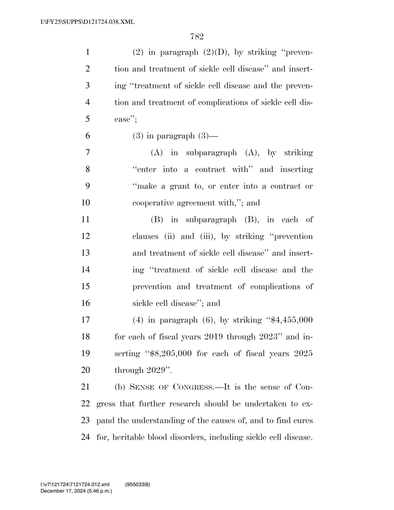 782 
1 (2) in paragraph (2)(D), by striking ‘‘preven2 tion and treatment of sickle cell disease’’…