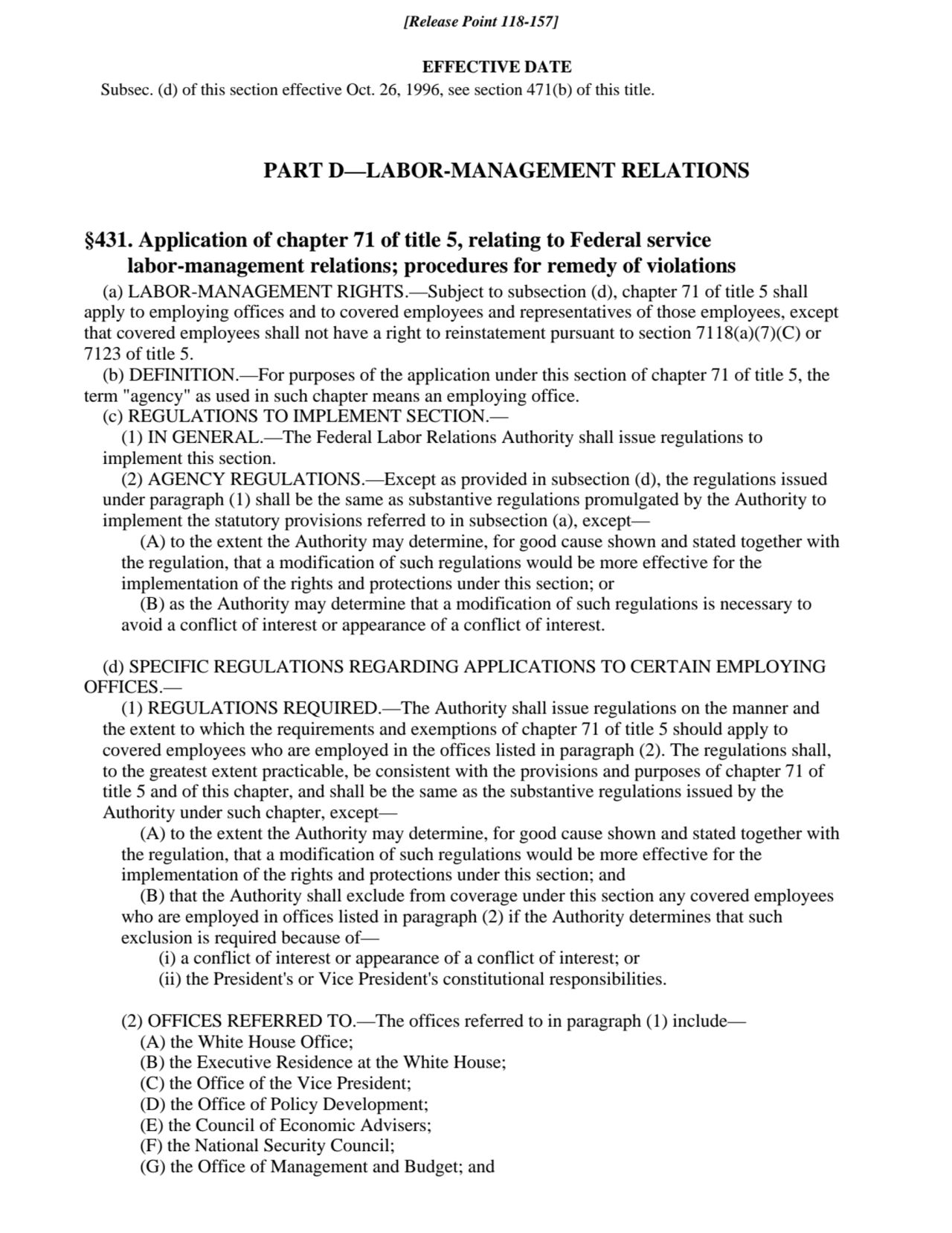 EFFECTIVE DATE
Subsec. (d) of this section effective Oct. 26, 1996, see section 471(b) of this tit…