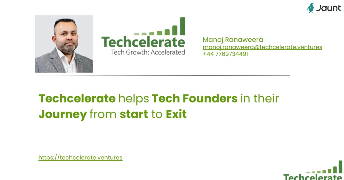 Techcelerate helps tech founders from START to EXIT