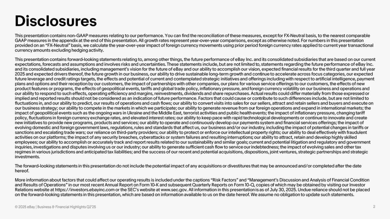 Ebay Q2 Earnings presentation - Page 2