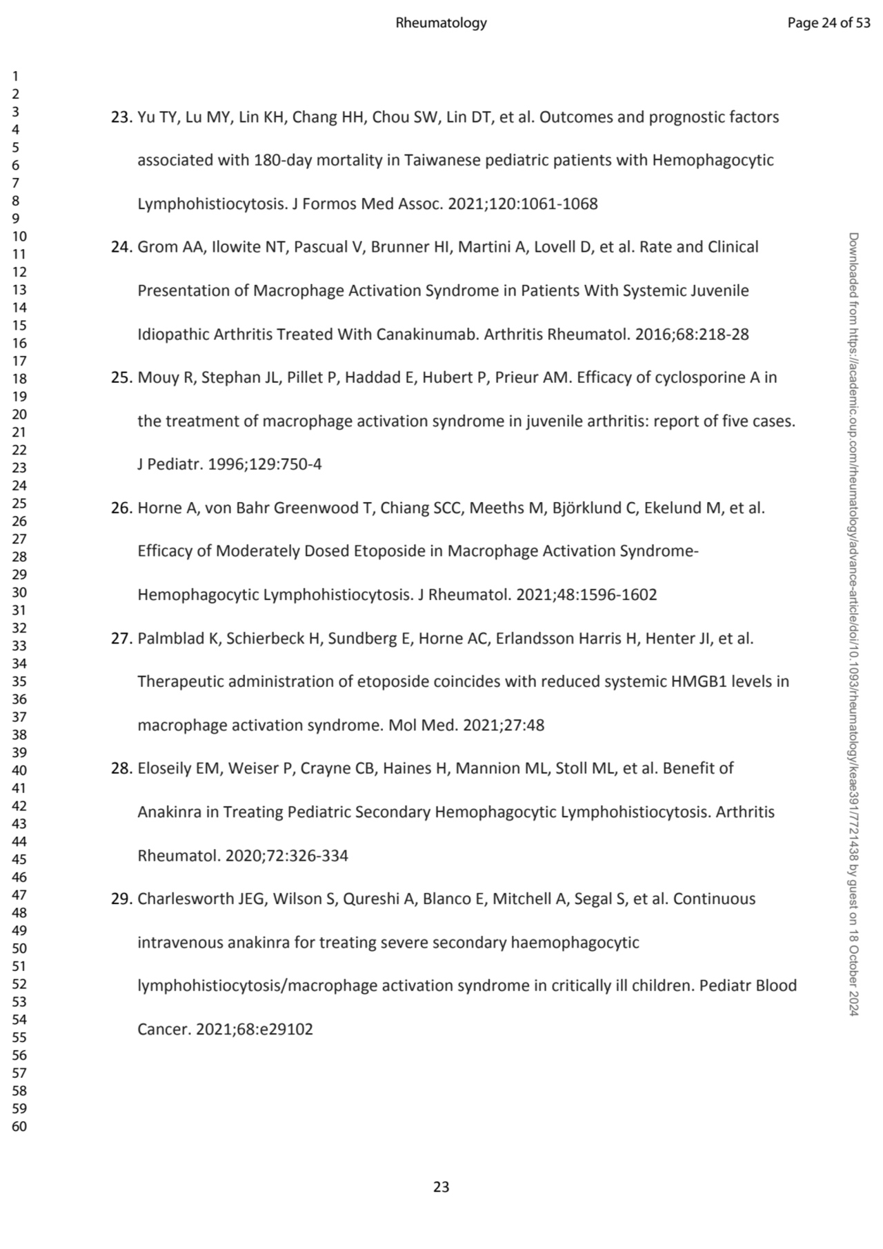 23
23. Yu TY, Lu MY, Lin KH, Chang HH, Chou SW, Lin DT, et al. Outcomes and prognostic factors 
a…