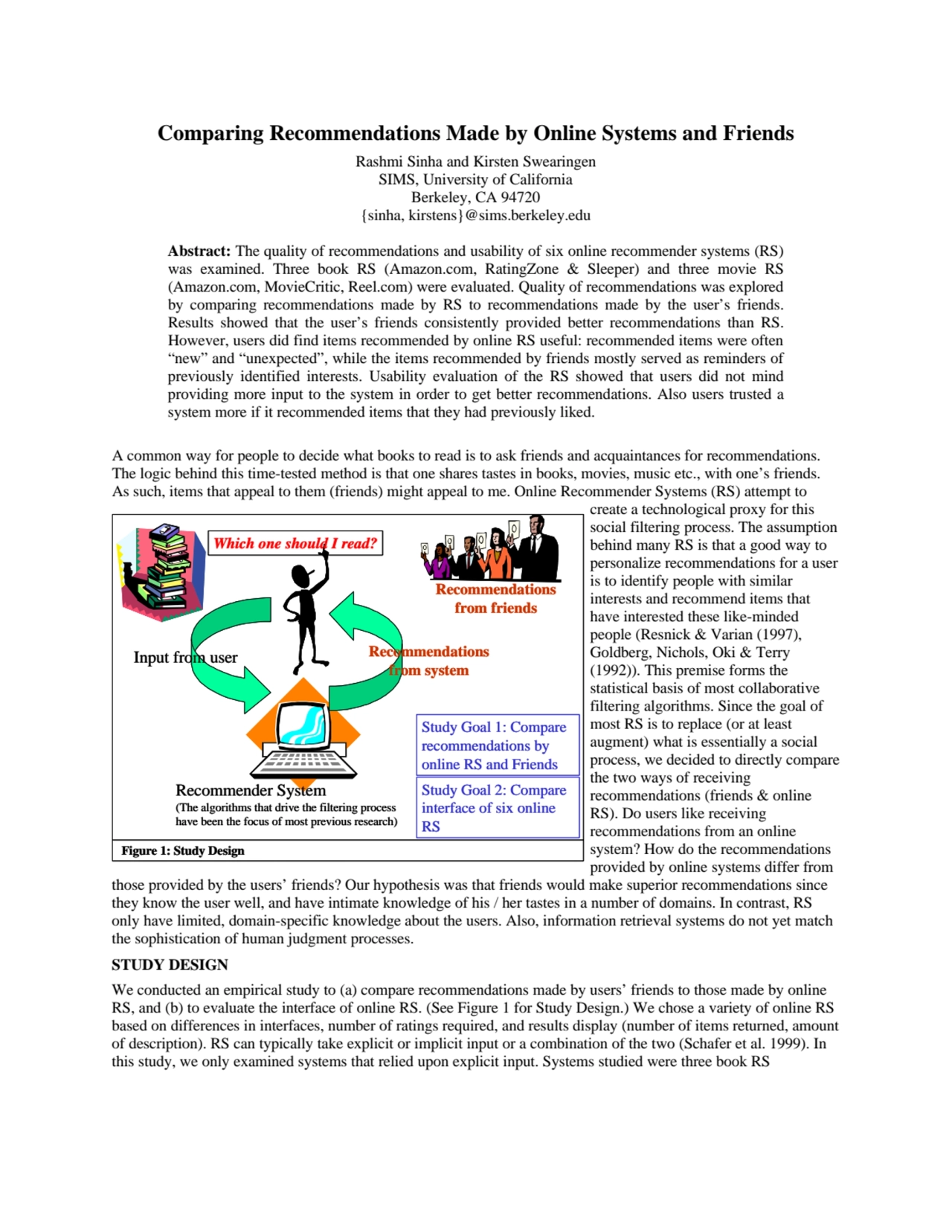 Comparing Recommendations Made by Online Systems and Friends