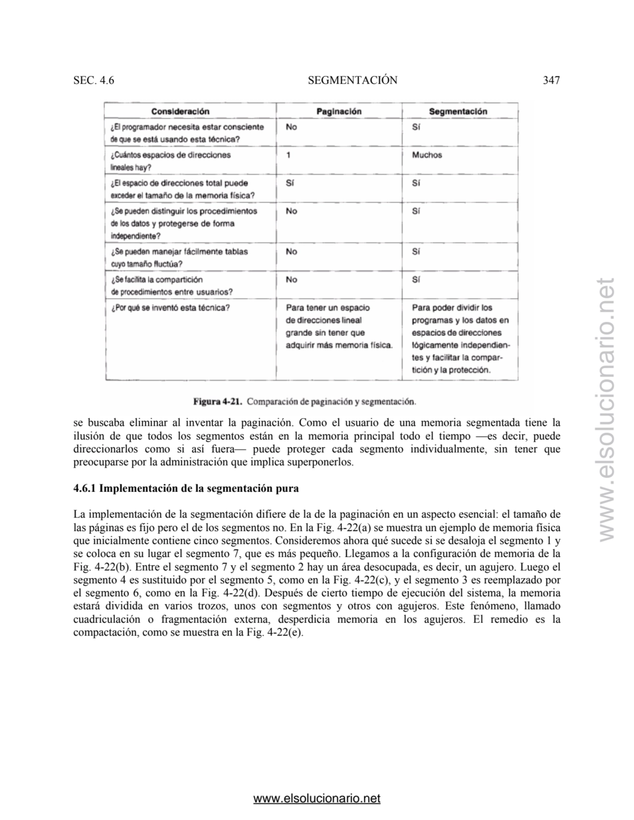 SEC. 4.6 SEGMENTACIÓN 347 
se buscaba eliminar al inventar la paginación. Como el usuario de una m…