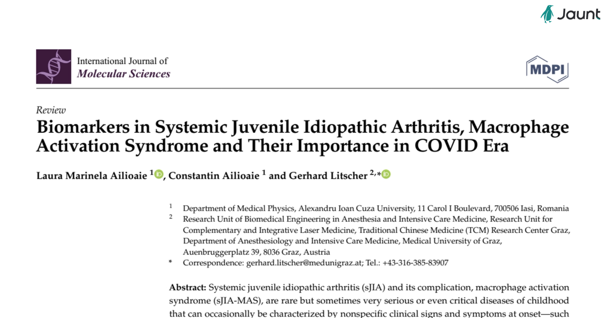 Biomarkers in Systemic Juvenile Idiopathic Arthritis, Macrophage Activation Syndrome and Their Importance in COVID Era