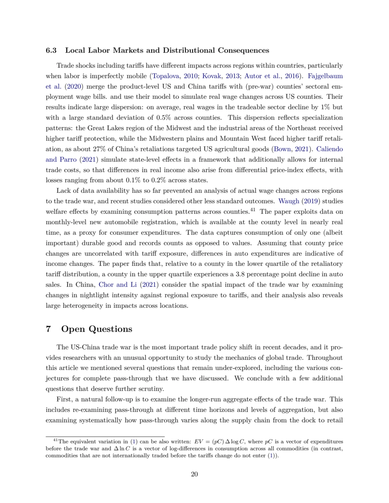 6.3 Local Labor Markets and Distributional Consequences
Trade shocks including tariffs have differ…